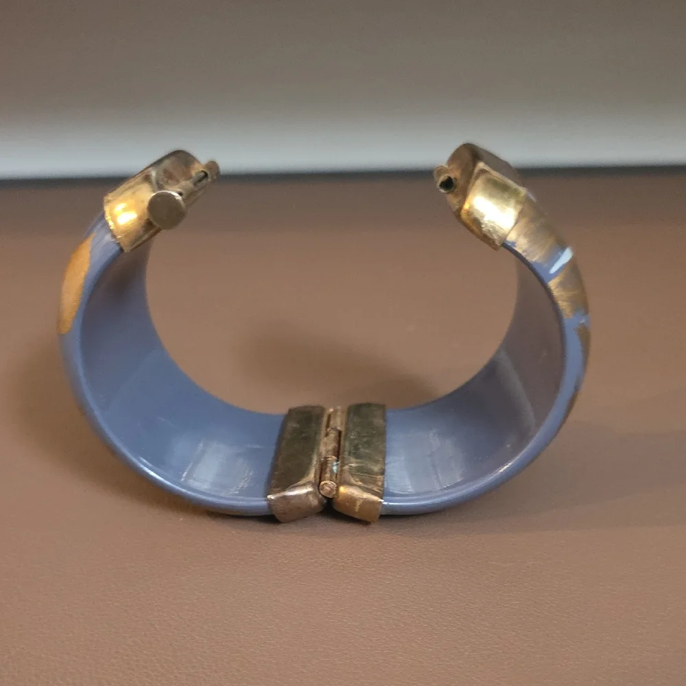 Blue and Gold Leaf Design Bangle - Picture 5 of 5
